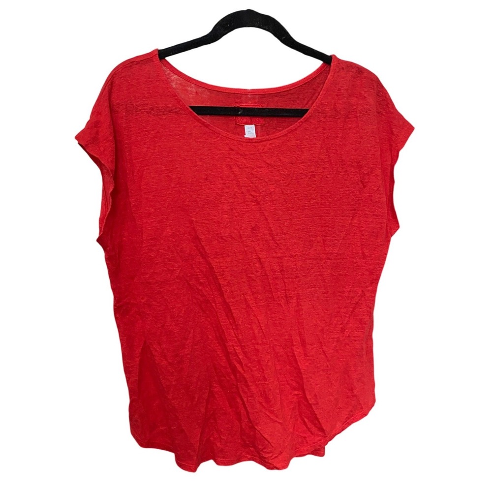 Sigrid Olsen Linen Knit Red Tunic Top XL Scandigirl Earthy Holiday Boho‎ Lounge